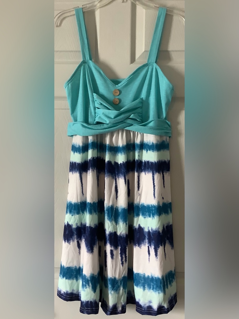 Turquoise Strappy Tie-Dye Summer Dress